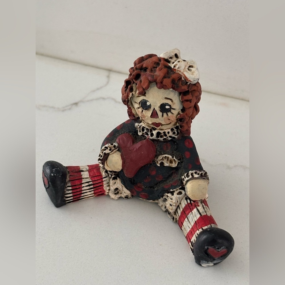 Raggedy Ann Miniature Figurine with Heart